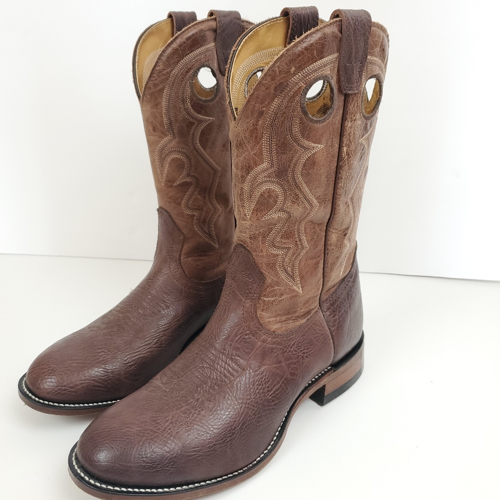 Boulet brown leather cowboy boots, size 8.5 3E - Picture 1 of 8